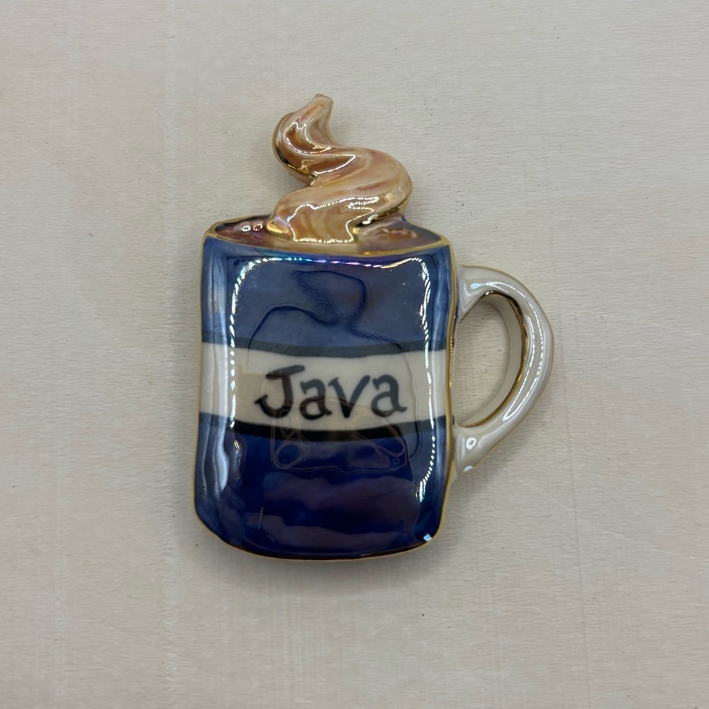 Vintage Ceramic Coffee Java Brooch - image 1